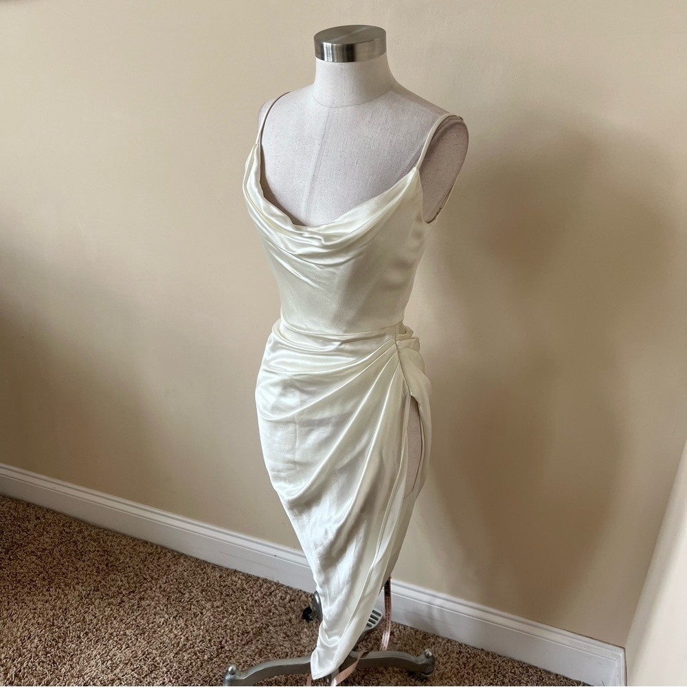 New! House CB London Reva silky cowl draped neck dress 13499 - Picture 10 of 16